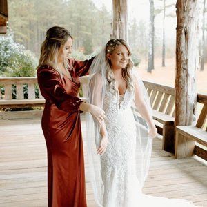 Satin Cabernet Revelry Bridesmaid Dress Vera Size 8